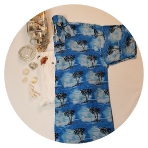 Vintage Ocean Current Tropical Shirt Palm Trees L